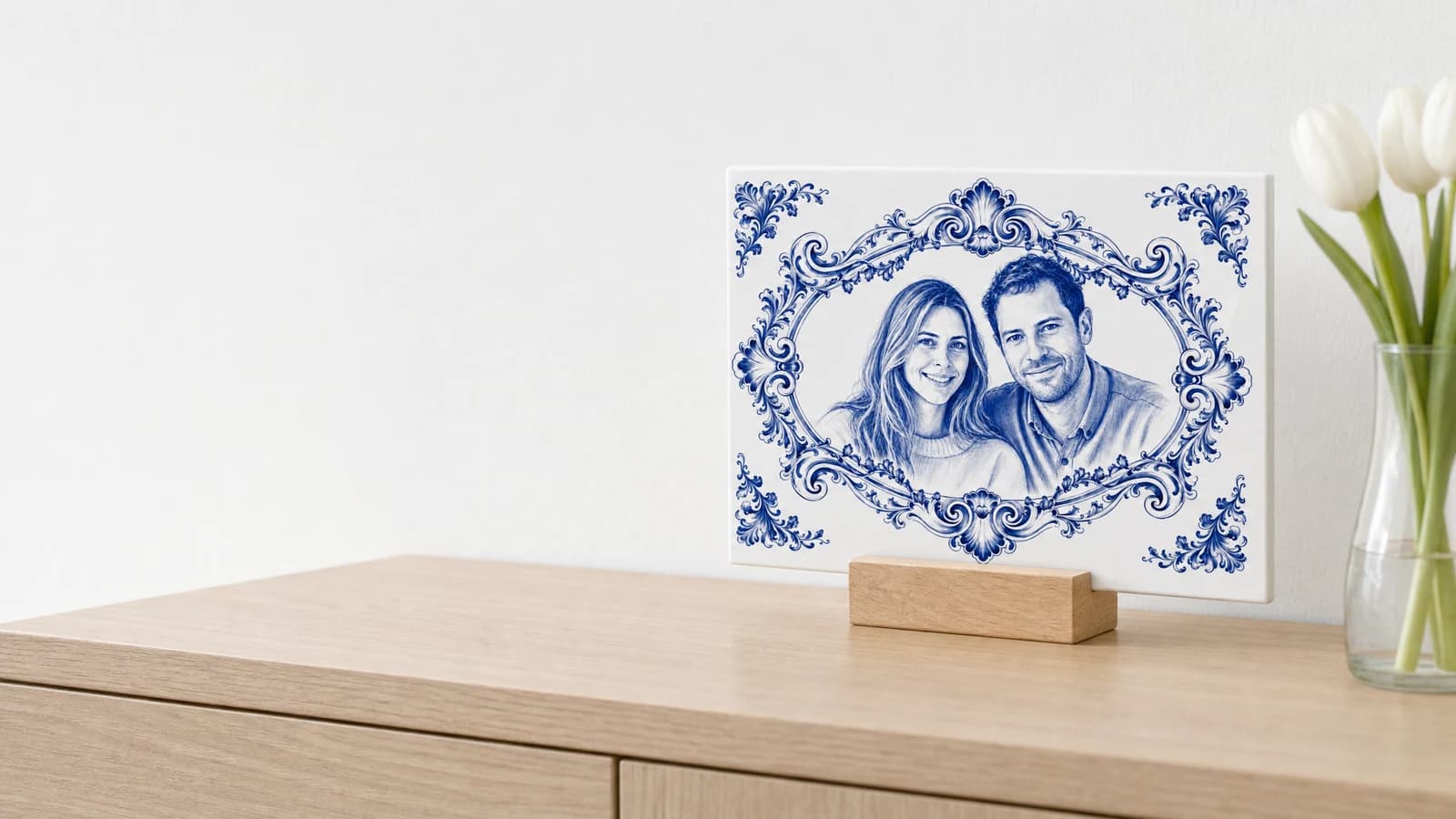 Prostokątny kafelek fotograficzny — Delft Blue