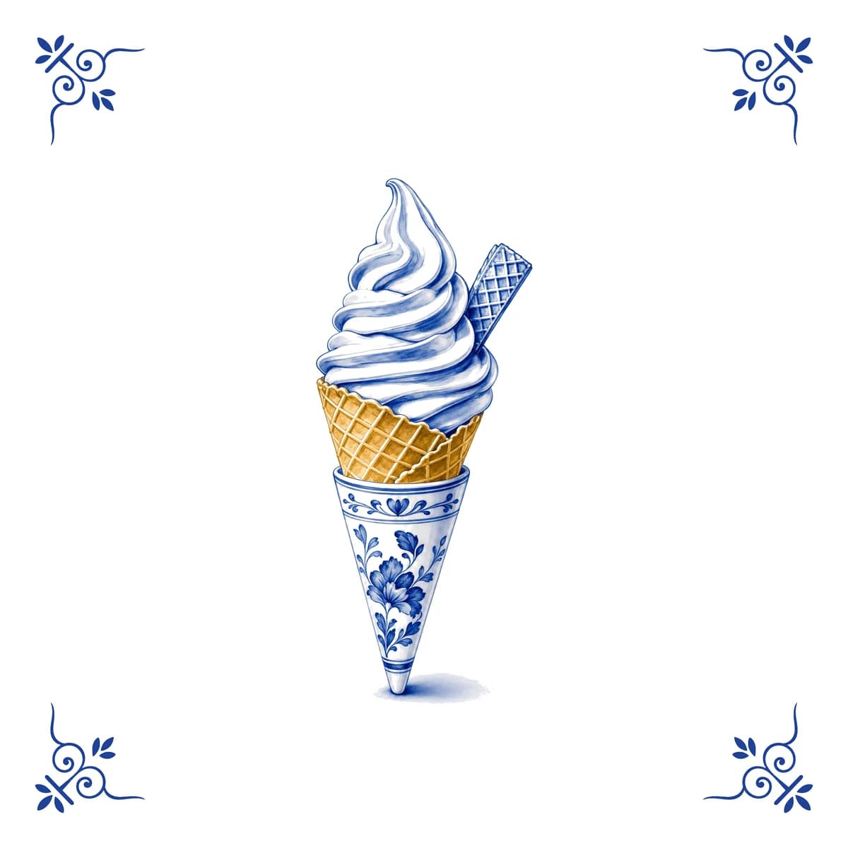 Soft-serve ice cream – Delft blue tile