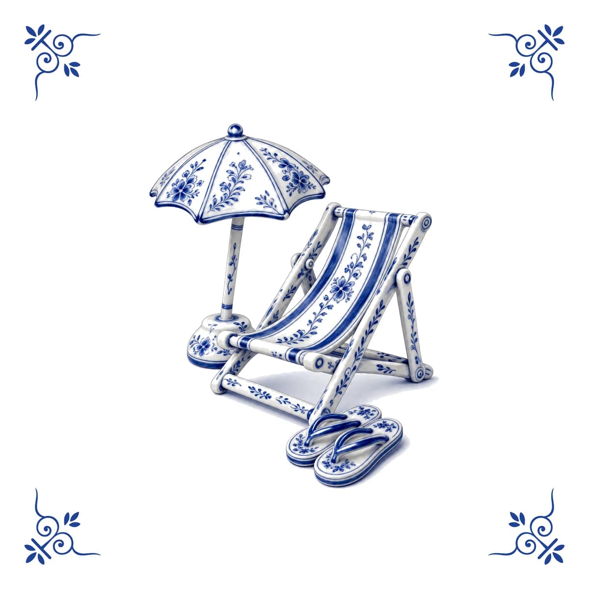 Beach chair – Delft blue tile