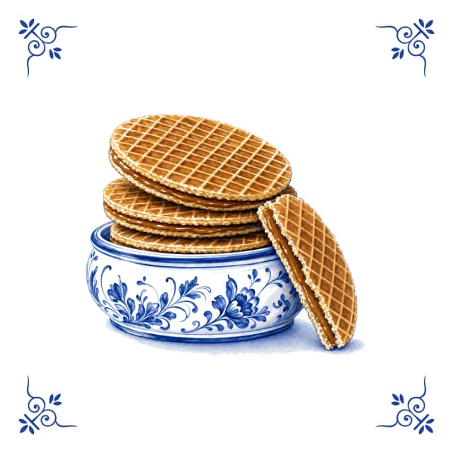 Stroopwafle, niebieski kafelek z Delft
